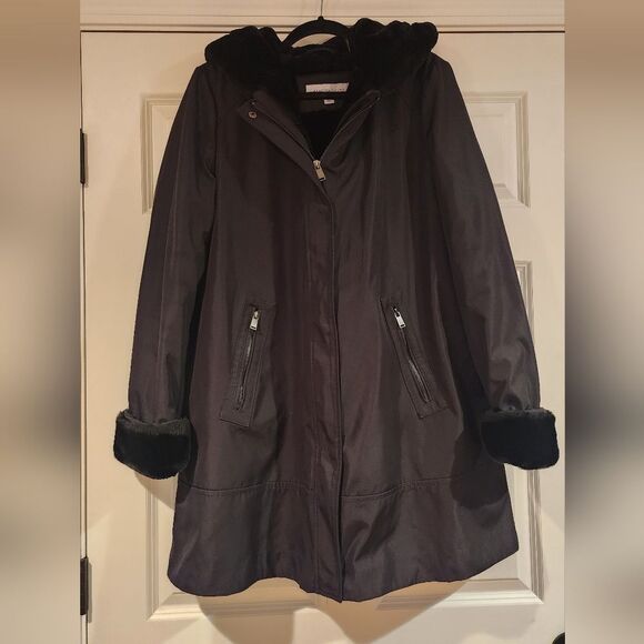 Marc New York Andrew Marc black faux fur lined warm heavyweight coat XL - Picture 1 of 6